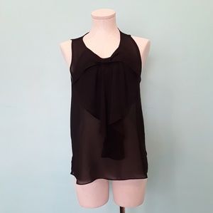 Black Sheer Tank Top with Bow